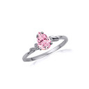 .925 Sterling Silver Pear Cut Pink CZ Gemstone Ring