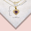 Gold Filigree Heart Cut Gemstone Pendant Necklace with measurements