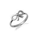 White Gold Bow Tie Ribbon Band Ring