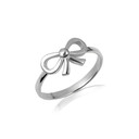 .925 Sterling Silver Bow Tie Ribbon Band Ring