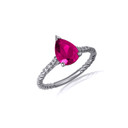 .925 Sterling Silver Pear Cut Ruby Gemstone CZ Roped Twist Ring