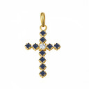 Gold Black Sapphire Gemstone Cross Pendant