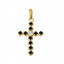 Gold Black Onyx Gemstone Cross Pendant