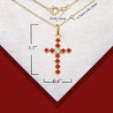 Gold Gemstone Cross Pendant Necklace with measurements