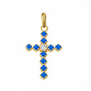 Gold Sapphire Gemstone Cross Pendant