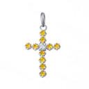 Sterling Silver Citrine Gemstone Cross Pendant