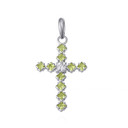 Sterling Silver Peridot Gemstone Cross Pendant