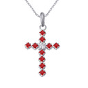 Sterling Silver Garnet Gemstone Cross Pendant Necklace