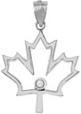 925 Sterling Silver Cubic Zirconia Canada Maple Leaf Outline Pendant Necklace