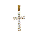 Gold CZ Gemstone Diamond Cross Large Pendant