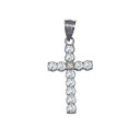 Sterling Silver Clear Gemstone CZ Cross Large Pendant