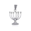 White Gold Diamond Jewish Menorah Hanukkah Candle Pendant Necklace