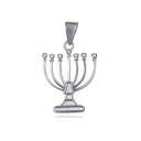 .925 Sterling Silver CZ Jewish Menorah Hanukkah Candle Pendant