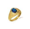 Gold Oval Sapphire Gemstone Textured Scorpion Band Ring