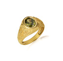 Gold Oval Peridot Gemstone Textured Scorpion Band Ring
