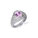 .925 Sterling Silver Oval Alexandrite Gemstone Textured Scorpion Band Ring