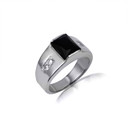 .925 Sterling Silver Emerald Cut Black Onyx Gemstone Statement Ring