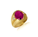 Gold Oval Ruby Gemstone Art Deco Statement Ring