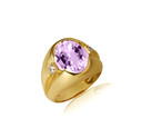 Gold Oval Alexandrite Gemstone Art Deco Statement Ring