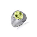 .925 Sterling Silver Oval Peridot Gemstone Art Deco Statement Ring