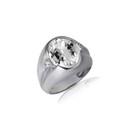 .925 Sterling Silver Oval Clear Gemstone Art Deco Statement Ring