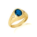 Gold Oval Sapphire Gemstone Textured Nugget Statement Band Ring