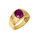 Gold Oval Amethyst Gemstone Nugget Statement Band Ring