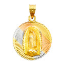 Tri-Color "Our Lady of Guadalupe" Gold Pendant- 0.75 Inch