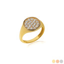 Gold CZ Circle Statement Ring