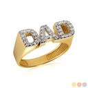 Gold CZ Dad Father's Ring