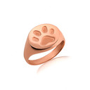 Rose Gold Dog Paw Print Pet Signet Ring