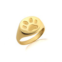 Gold Dog Paw Print Pet Signet Ring