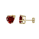 Yellow Gold Heart-Shaped Personalized Birthstone Earrings