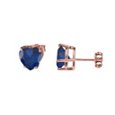 Rose Gold Heart-Shaped Personalized Birthstone Earrings