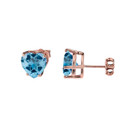 Rose Gold Heart-Shaped Personalized Birthstone Earrings