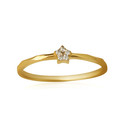 14K Yellow Gold Daisy Flower CZ Diamond Cut Band Ring