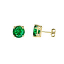 Yellow Gold Custom Emerald Birthstone Earrings