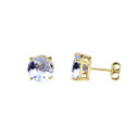 Yellow Gold Custom Aquamarine Birthstone Earrings
