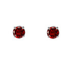 White Gold Custom Garnet Birthstone Earrings