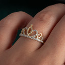 14K Yellow Gold CZ Crown Tiara Ring on female model