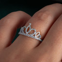 .925 Sterling Silver CZ Crown Tiara Ring on female model