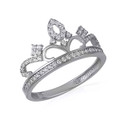 .925 Sterling Silver CZ Royal Crown Band Ring