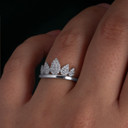 .925 Sterling Silver CZ Royal Crown Tiara Band Ring on female model