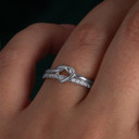 .925 Sterling Silver Heart Knot CZ Double Band Ring on female model