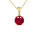 Yellow Gold Round Personalized Birthstone Pendant Necklace