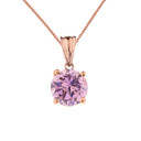 Rose Gold Round Personalized Birthstone Pendant Necklace