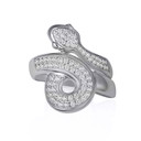 .925 Sterling Silver CZ Studded Coiled Snake Band Ring