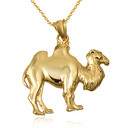 Yellow Gold Desert Camel Pendant Necklace