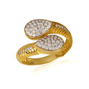 14K Yellow Gold Pear CZ Wraparound Scaled Band Ring