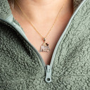 Tri-Color #1 Mom Heart Flower Petal Mother's Pendant Necklace on female model
